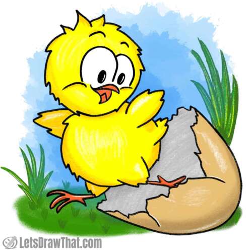 Baby chick drawing variation: big eyes