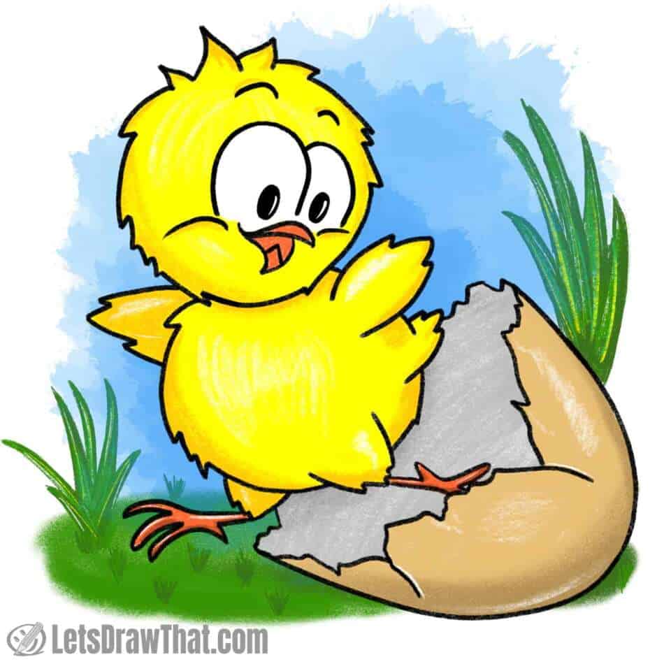 Baby chick drawing variation: big eyes
