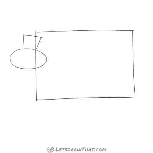 Drawing step: Sketch the shapes for cow's body and head