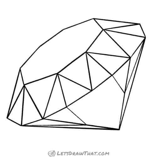 How to draw a diamond: finished outline drawing