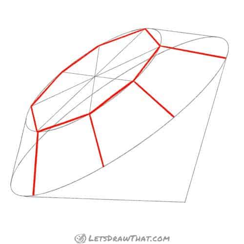 Drawing step: Draw the top edges of the diamond