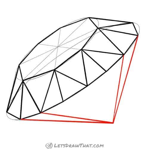 Drawing step: Draw the pointed diamond bottom