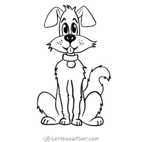 How to draw a dog: finished outline drawing