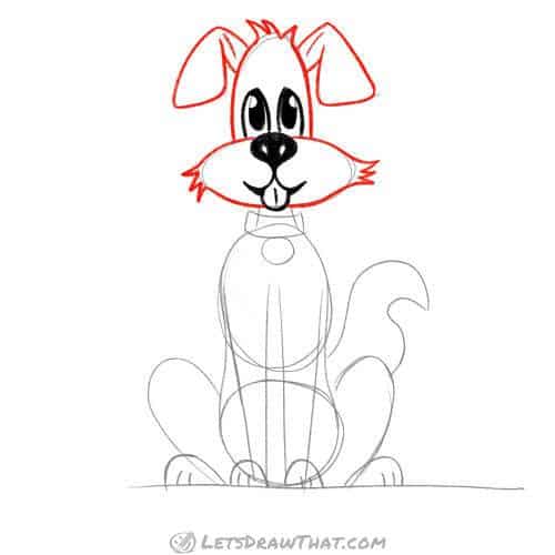 Drawing step: Outline the head and ears