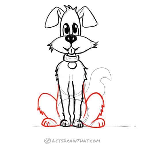 Drawing step: Draw the lower body and hind legs