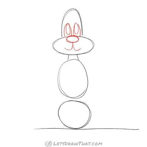 Drawing step: Sketch the dog's face