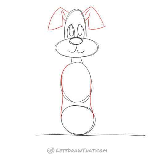 Drawing step: Draw doggy ears and a body outline
