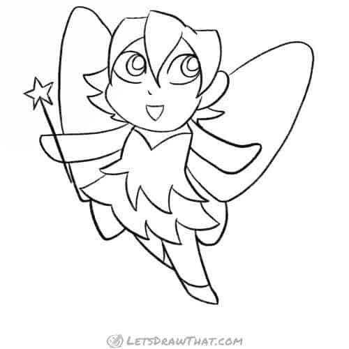 How to draw a fairy: finished outline drawing