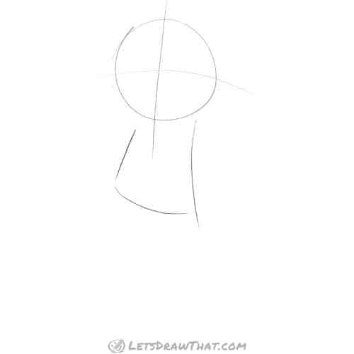 Drawing step: Sketch the base head and body shapes