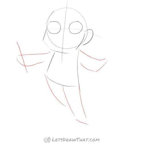 Drawing step: Sketch arms and legs