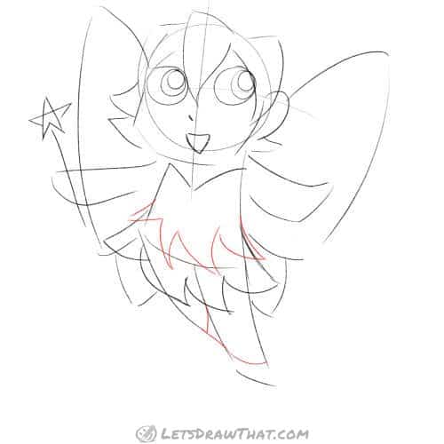Drawing step: Finish the fairy’s dress