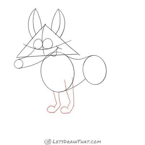 Drawing step: Draw the fox's front legs