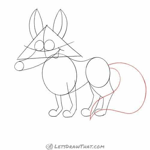 Drawing step: Draw the fox's tail