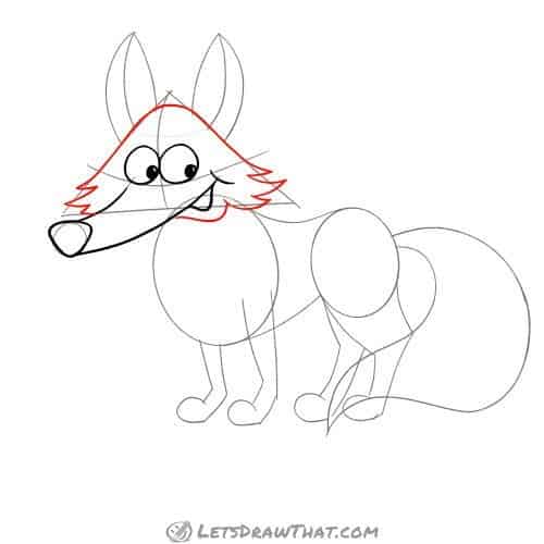 Drawing step: Draw the fox's head