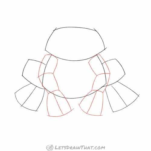 Drawing step: Sketch the frog's arms