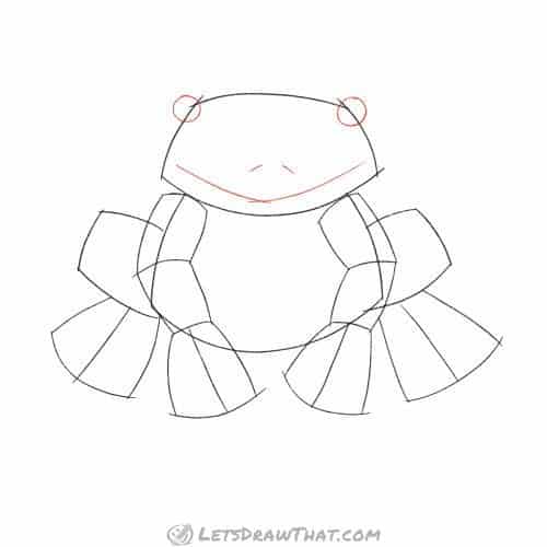 Drawing step: Sketch the frog's face
