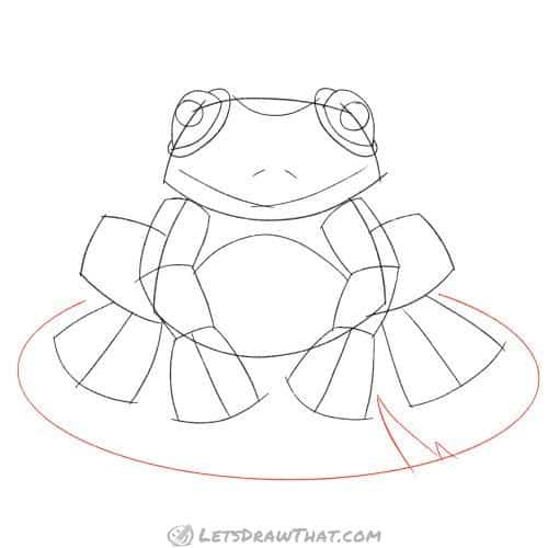 Drawing step: Draw a lily pad