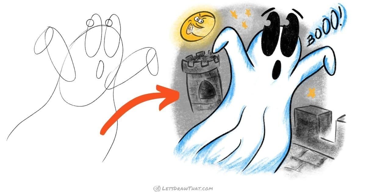 How to Draw a Ghost: Easy Cartoon Ghost Drawing (Step-by-Step)