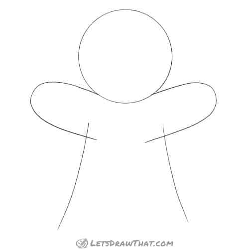 Drawing step: Draw the gingerbread man's base body shapes