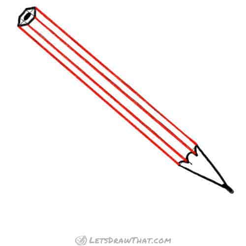 Drawing step: Finish drawing the pencil body