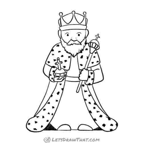 How to draw a king: finished outline drawing