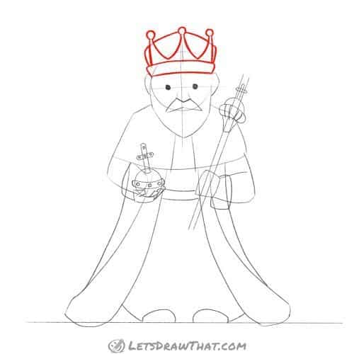 Drawing step: Draw the king's crown