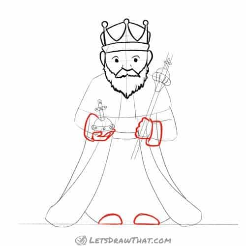 Drawing step: Draw the hands and feet