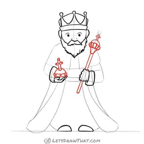 Drawing step: Draw the royal regalia