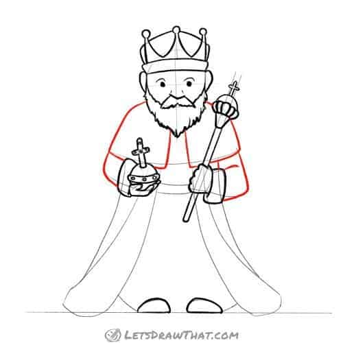 Drawing step: Draw the shoulder cover and the arms