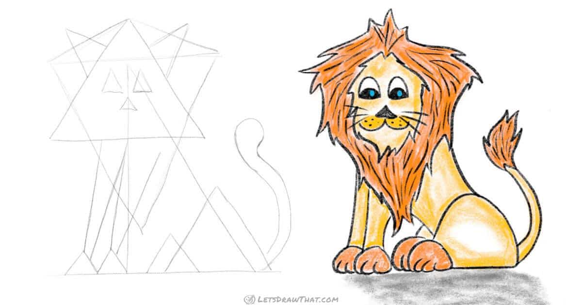 How to Draw a Lion From a Simple Triangle Sketch