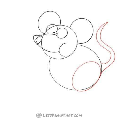 Drawing step: Draw the mouse's tail