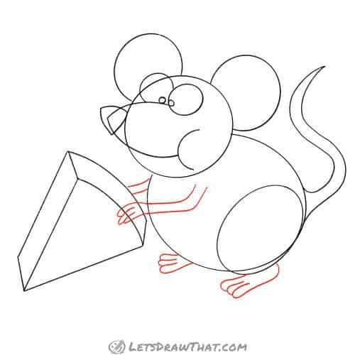 Drawing step: Draw the mouse's hands and feet