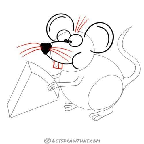 Drawing step: Draw the hair, whiskers and teeth
