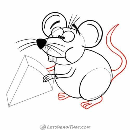 Drawing step: Draw the tail and feet