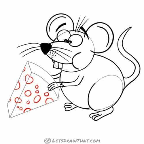 Drawing step: Draw the cheese holes