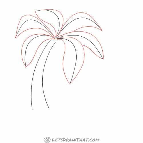 Drawing step: Draw the palm leaves