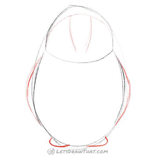 Drawing step: Sketch in guidelines for details