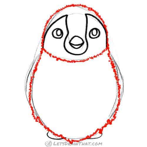 Drawing step: Trace the body shape