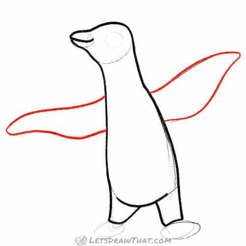 Drawing step: Outline the wings