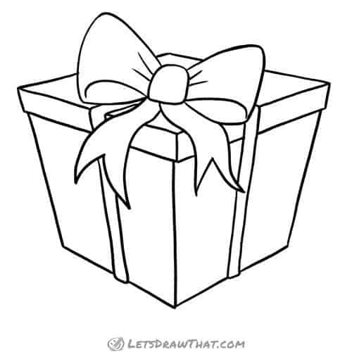 How to draw a present: finished outline drawing