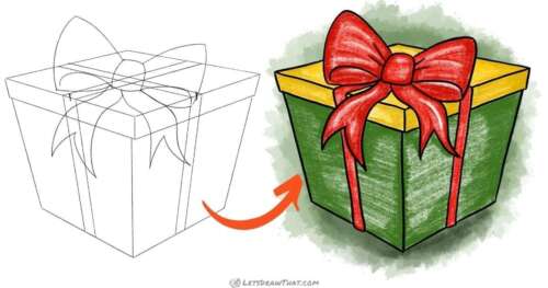 How to Draw a Present With a Nice Ribbon Bow - step-by-step-drawing tutorial featured image