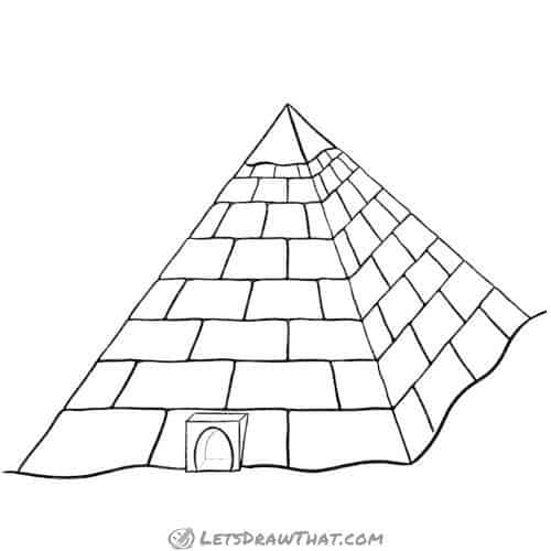 How to draw a pyramid: finished outline drawing