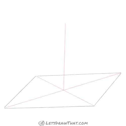 Drawing step: Mark the centreline of the pyramid