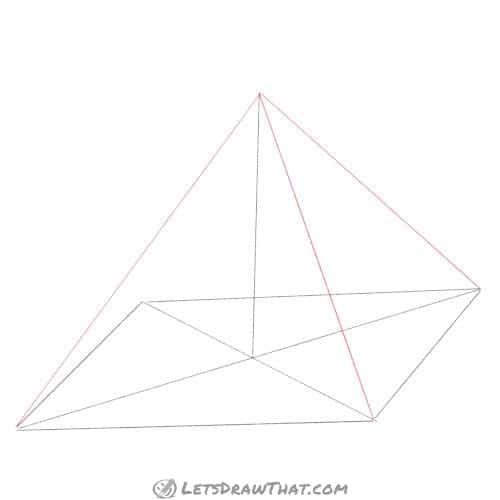 Drawing step: Draw the outer edges of the pyramid
