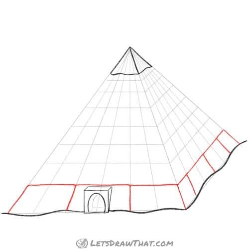 Drawing step: Draw the first layer of stone blocks