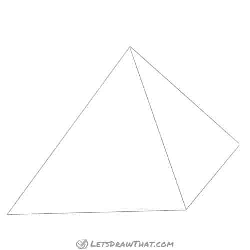 Drawing step: Base pyramid shape in 3D perspective