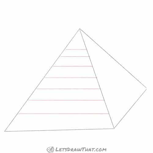 Drawing step: Divide the pyramid horizontally