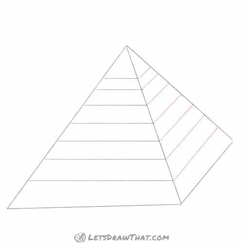Drawing step: Draw the horizontal lines on the side face