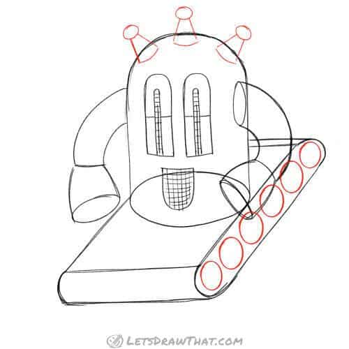 Drawing step: Add wheels and antennas