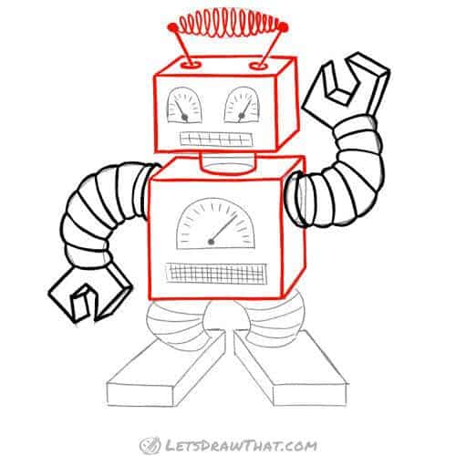 Drawing step: Draw the robot’s head and body
